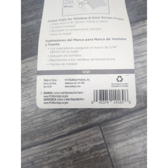 Window Screen Secure Screw Frame Clips 5/16 inch 8 Pieces M-D BuildinG {Q} - Picture 5 of 6